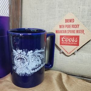 Vintage Coors Pure Golden Beer Mug and 70s Coasters